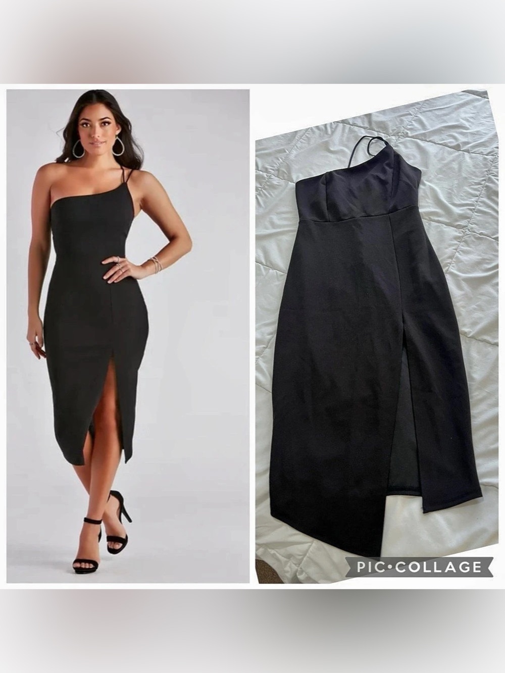 Fashion Nova Black Asymmetrical open leg Midi Dress size M
